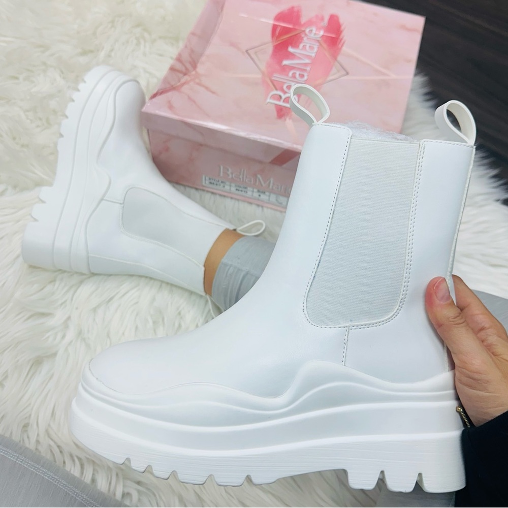 White Chunky Platform Chelsea Boot